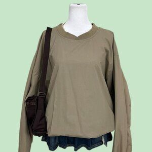 tan nylon vintage 90s sporty bomber sweater sporty skate grunge